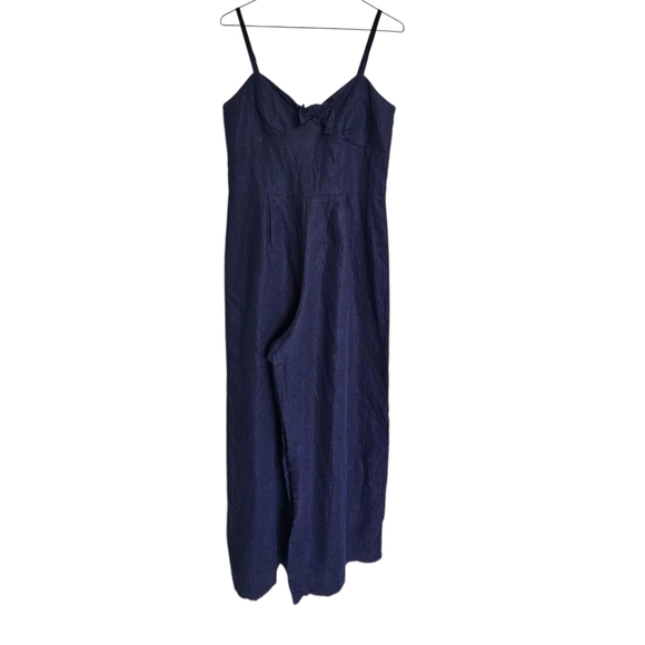 J. Crew Factory Linen-blend Navy Blue Jumpsuit Size 2 - Picture 4 of 13
